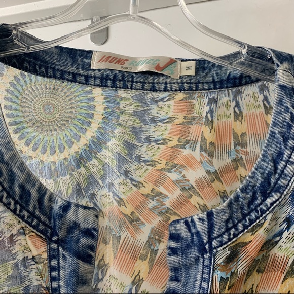 JAUNE ROUGE sheer denim top Medium - Picture 3 of 6